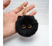 Lindo llavero de gato de peluche muñeca de dibujos animados juguete colgante llavero para mujeres niñas bolso negro