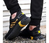 Botas de trabajo indestructibles, zapatos de seguridad ligeros, zapatillas de deporte antipinchazos de malla transpirables y resistentes al desgaste para hombres 36 negro