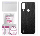 apgo Protective Skin Sticker for the back compatible with HTC Wildfire R70, Wrap Film, Foil, Vinyl - Pattern Black Honeycomb