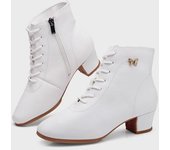 Zapatos de baile de piel suave para mujer, de caña alta y tacón bajo, para baile de salón en otoño/invierno. 40