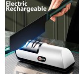 Afilador de cuchillos eléctrico USB, cuchillos de cocina recargables ajustables automáticos, tijeras para el hogar, herramientas de cocina de afilado rápido negro