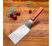 Espátula de acero inoxidable con cabeza cuadrada para cocinar carne, mango de madera, pala para pizza, panqueques, espátula para carne, utensilios para barbacoa para cocina