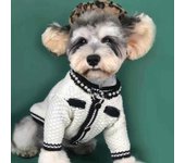 Ropa para perros, ropa de primavera, jersey pequeño perfumado, cárdigan de chenilla, Pomerania, peluche, Corgi, Pug, gato, ropa para mascotas, ropa para cachorros S blanco