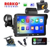 REAKOSOUND Reproductor multimedia de vídeo y radio universal para coche Apple Carplay Android Auto Pantalla táctil Bluetooth FM Grabadora de voz DVR