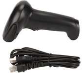 Escáner de código de barras portátil 1D 2D, ergonómico, con cable negro, para comercio minorista