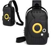 Bolso de pecho impermeable y antirrobo, mochila para hombre, mochila con carga USB, bolso Diagonal con un hombro negro