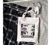 Bolso femenino con estampado de letras de Anime japonés, bolso de lona gótico Harajuku para hombro, bolsos de compras Vintage de gran capacidad con dibujos animados 24*26cm