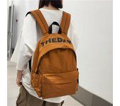 Mochila escolar con estampado de letras, estilo universitario, para mujer, mochila de gran capacidad para hombre negro