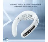 Masajeador de columna cervical Ajuste de fuerza USB Recargable Pulso inteligente Calefacción Cuello blanco
