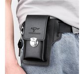 La funda de cuero para teléfono móvil de los hombres con bolsillo para teléfono móvil puede colgar llaves y usar un cinturón dedicado marrón