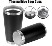Botella de agua de 20 oz con tapa, vasos de cerveza, aislamiento al vacío, a prueba de fugas, vaso térmico de acero inoxidable con tapa 501-600ml