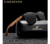 KINGSEVEN gafas de sol cuadradas polarizadas hombres mujeres cebra marco de madera espejo lente plana conducción UV400 M