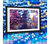 Bordado de diamantes, Torre escénica y mosaico de flores 5D, pintura de diamantes DIY, Torre de la Puerta de la Ciudad, diamantes de imitación 20X30CM
