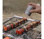 Cesta para asar barbacoa de Camping, parrilla de carbón, herramienta para parrilla al aire libre, asado portátil con mango de madera para Picnic