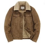Abrigo de algodón con solapa de pana de invierno, chaqueta gruesa de terciopelo corto, chaqueta de terciopelo de talla grande de algodón puro para hombre M gris