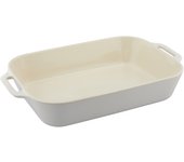 Plato Staub Marfil 34 x Plato Gratinado Cerámico Apto para Horno Microondas Plato Japonés  Rectangular 24cm  [Producto Autorizado] 40511-887 marfil
