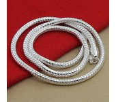 Collar de cadena de serpiente para mujer y hombre, de plata maciza de ley s925, 3mm, 18/20/24 pulgadas, joyería para fiesta de compromiso 45cm plata