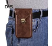 Riñonera para teléfono móvil, funda para teléfono móvil, de piel sintética suave, con cierre a presión, color liso, ajuste regular, portátil, para hombre 16cm marrón