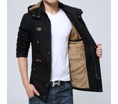 Gabardina informal holgada de otoño e invierno para hombre, cazadora cortavientos a prueba de viento con capucha a la moda, chaquetas con cremallera y bolsillos para hombre, tallas M a 5XL, ropa de calle XL negro