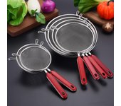 Colador de cocina con asas colgantes, tamiz de harina de acero inoxidable, escurridor de fideos, aceite para freír, espumadera, utensilios de cocina