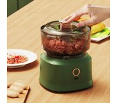 Mini picadora de carne, machacador de ajo eléctrico, multifuncional, inalámbrica, para cocina, trituradora de alimentos, máquina auxiliar para alimentos para bebés, 350 ml verde