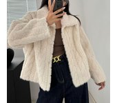 Nuevo abrigo de piel de visón europeo ecológico de imitación de piel de visón de longitud media abrigo de piel de visón de imitación para mujer one size fits all