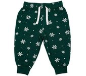 Pantalones de estar por casa para bebé con diseño de copo de nieve de Larkwood 12-18 blanco/verde botella