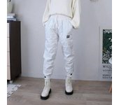 Pantalones de talla grande de algodón para mujer, pantalones de invierno gruesos y cálidos, pantalones Harem elásticos de cintura alta, pantalones sueltos informales, pantalones 4XL S marrón