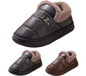 Zapatos de senderismo de felpa gruesos y cálidos, zapatos de invierno para hombres y mujeres, zapatos de algodón antideslizantes 36 café