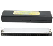 Armónica de boca profesional, arpa diatónica, llave C, placa de cubierta de acero inoxidable de 24 pulgadasAgujero negro