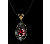 Colgante de circonita grande roja AAAA de lujo, joyería de oro negro a la moda, colgante con forma ovalada Irregular, collar para mujer negro