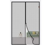 Fácil Instalación con Velcro de Correas Magnéticas Suaves para Puertas y Ventanas para Uso Doméstico Puerta con Mosquitera con Hebilla Magnética Curry en Blanco y Negro 80*210cm negro