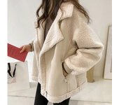 Chaqueta cálida de invierno a prueba de viento para mujer, forro acolchado y grueso, chaqueta cálida de negocios, chaqueta de cuero PU XS