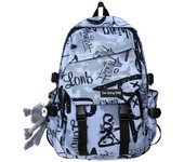 Mochila Mochila Graffiti de Alta Capacidad para Hombres Mochila Informal para Estudiantes blanco