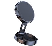Soporte magnético plegable para teléfono de coche con rotación de 360 grados para salpicadero, color negro