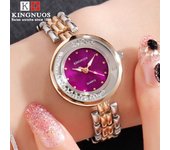 KINGNUOS Reloj de pulsera para mujer Reloj resistente al agua de oro rosa de moda de alta calidad blanco