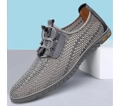 Zapatos de malla transpirables para hombre, zapatillas de verano cómodas para hombre, calzado ligero para caminar, mocasines modernos para hombre, cómodos zapatos planos sin cordones 36 caqui