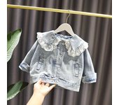 Chaqueta vaquera de encaje estilo occidental suelta para niña azul claro 3 XL 140 M/100