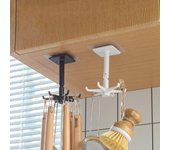 Gancho de cocina ganchos multiusos estante giratorio giratorio de 360 ​​grados para organizador y almacenamiento accesorios para colgar cucharas blanco