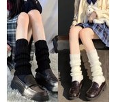 Calentadores de piernas Lolita para mujer, calcetines largos tejidos de lana para pies, calentadores de brazos Y2K, calcetines de ganchillo para otoño e invierno, puños para botas 40cm gris
