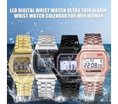 Reloj de pulsera digital LED Calendario de reloj de pulsera informal ultrafino para hombres y mujeres negro