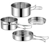 Juego de utensilios de cocina portátiles de acero inoxidable para 2-3 personas: Ideal para acampar al aire libre y hacer picnics. 600ML 2-piece Set