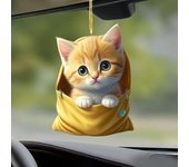 Espejo retrovisor para coche con dibujos de gatos en 2D de acrílico para colgar en la mochila o en la oficina A