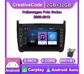 Radio Android para coche de 8 pulgadas para Volkswagen Polo Sedan 2008-2018 con botón perilla reproductor de vídeo estéreo Multimedia 2din WIFI GPS Carplay 2 + 32GB 1+32GB