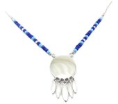 Les Trésors De Lily [P9258] - Collier argent 'Boho' bleu argenté rhodié (dreamcatcher) - 28x15 mm azul