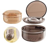 Caja de retenedor portátil con cesta de drenaje de doble capa PC transparente Mini viaje dentadura postiza estuche de baño para dentadura postiza soporte para contenedor alineador negro