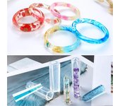 Juego de 10 moldes de fundición de joyas para pulseras de bricolaje, moldes de resina de silicona para joyas, para resina epoxi