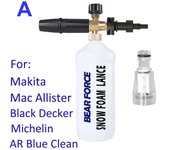 Lanza de espuma para nieve, generador de espuma, jabón de alta presión para lavadora a presión Makita Mac Allister Black Decker AR Blue Michelin