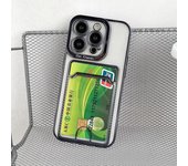 Funda con bolsa de tarjeta chapada para Iphone 14 Pro Max 13 11 12 Xs Xr X 7 8 14 Plus Se 2022, funda transparente para teléfono con bolsillo para fotos, parachoques For SE2020 or SE2022 negro
