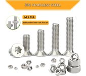 Juego de surtido de 25/50 tornillos y tuercas de cabeza avellanada plana Torx de acero inoxidable 304 M3/M4 M4 25pcs